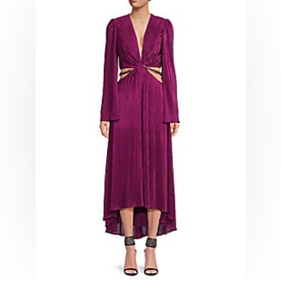 Ramy Brook Kimberly Pleated Cutout High Low Dress in Plumberry - Picture 1 of 3